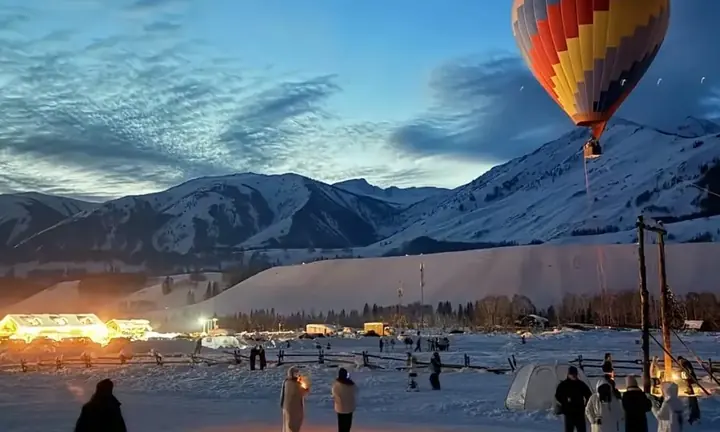 Snow-covered Altay and Kanas region