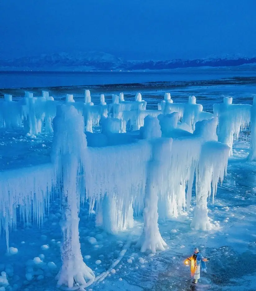 Kanas and Sayram Lake winter landscape in Xinjiang